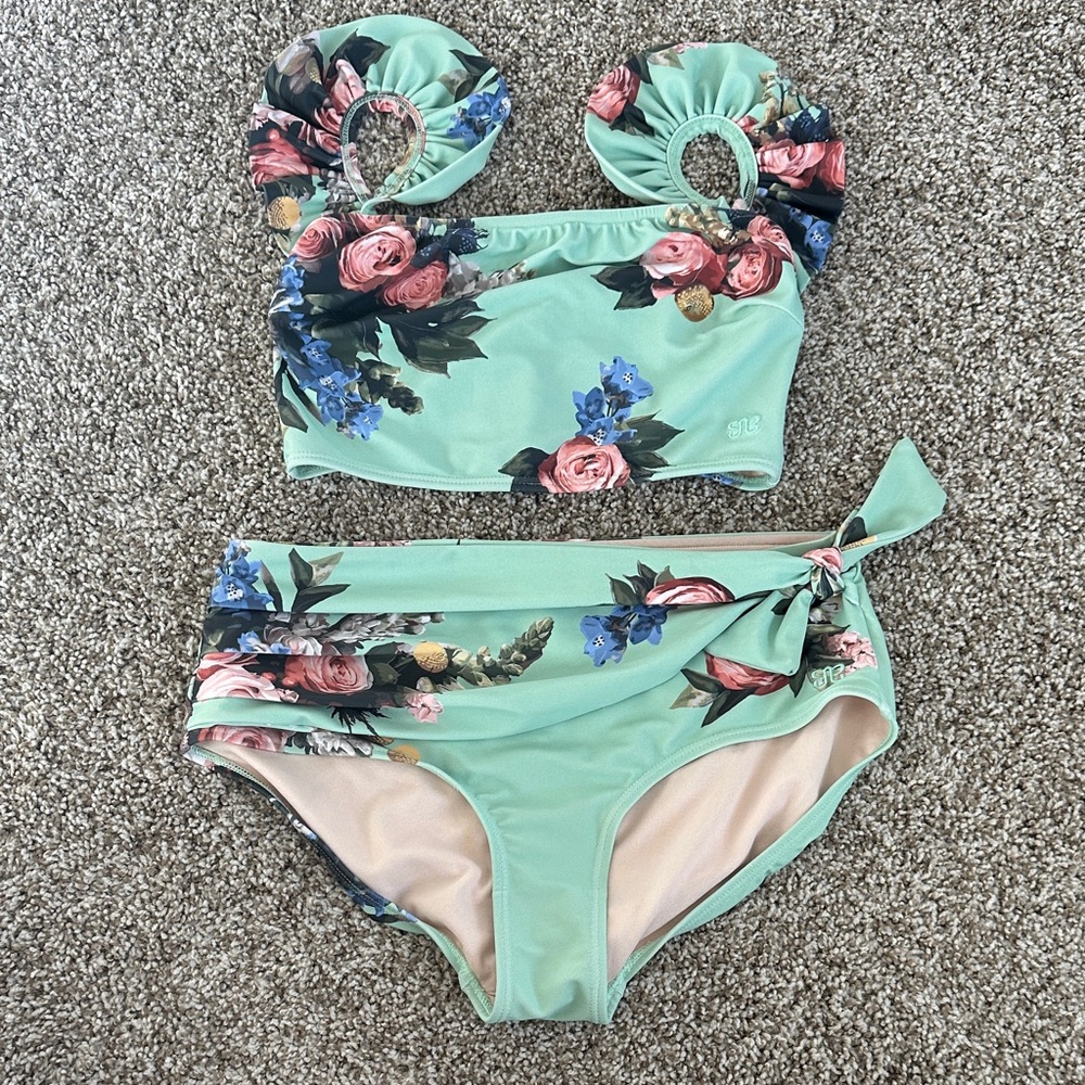 Albion Fit Mint Floral Two-Piece Bikini Set